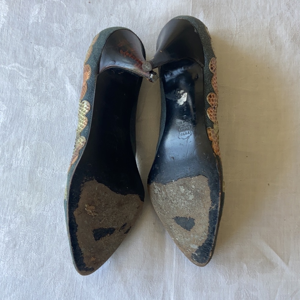 **SOLD Thierry Mugler Paris vintage denim/leather heels - Picture 6 of 6
